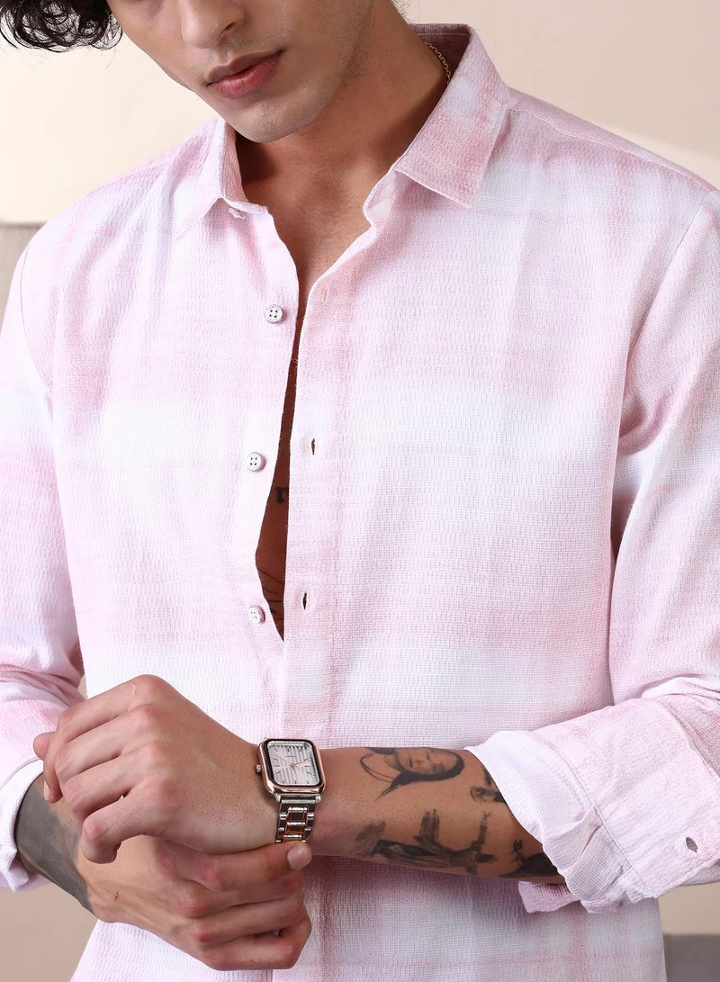 CAHOOT  Men's Rose Pink & Daisy White Velobrush-Tactile Shirt for Men | Best Price UAE