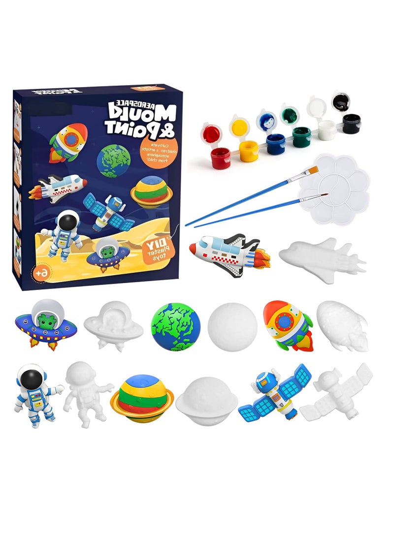 SYOSI Kids Arts and Crafts Set DIY Painting Kit STEM Projects Paint Your Own Figurines Ceramic Painting Kit for Kids Children's Day BirthDay Festival Gift for  DIY Toy Age 4-6 8-12 6-8 SPACE - Image 1