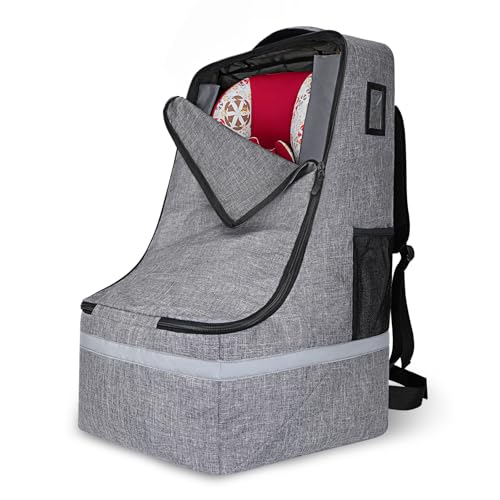 LARIPOP Car Seat Travel Bag for Airplane,Infant Seat Travel Bag with Shoulder Strap,Padded Car Seats Backpack with Reflective Stripes,Large Carseat Carrier Bag Travel Car Seat Cover,Grey - Image 1