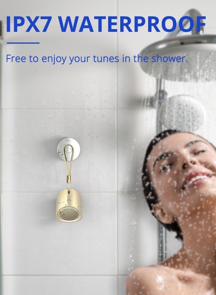 Tronsmart Nimo Portable Bluetooth Speaker, Super-Compact Design, Metal Craft, Mini Speaker with Lanyard, IPX7 Waterproof for Shower, Travel, 12 Hours Battery, Stereo Pairing, Hands-Free Call, (Gold) - Image 2