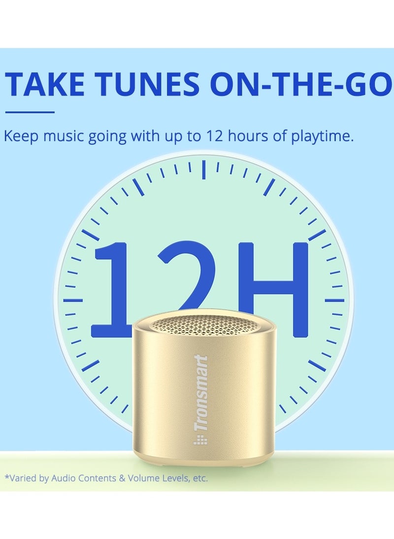 Tronsmart - Tronsmart Nimo Portable Bluetooth Speaker, Super-Compact Design, Metal Craft, Mini Speaker with Lanyard, IPX7 Waterproof for Shower, Travel, 12 Hours Battery, Stereo Pairing, Hands-Free Call, (Gold) - Image 1