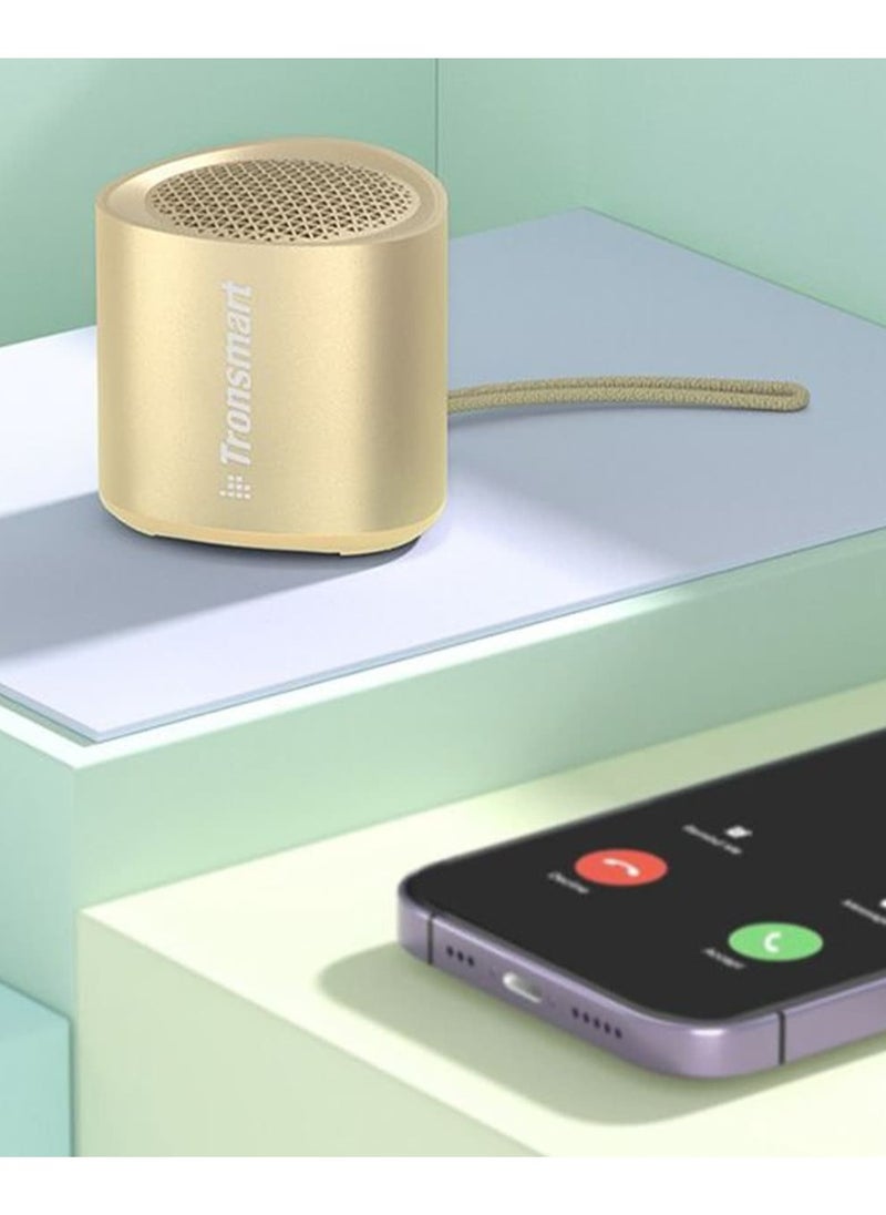 Tronsmart - Tronsmart Nimo Portable Bluetooth Speaker, Super-Compact Design, Metal Craft, Mini Speaker with Lanyard, IPX7 Waterproof for Shower, Travel, 12 Hours Battery, Stereo Pairing, Hands-Free Call, (Gold) - Image 1