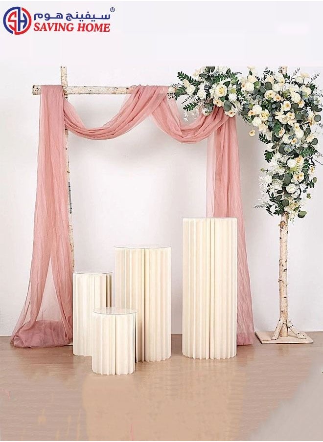 SAVING HOME GENERAL TRDG. LLC - Folding DIY Accordion Pillar Cardboard Display Stand Pedestal Stand - 4Pcs - Image 1