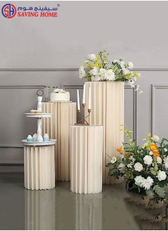 Folding DIY Accordion Pillar Cardboard Display Stand Pedestal Stand - 4Pcs