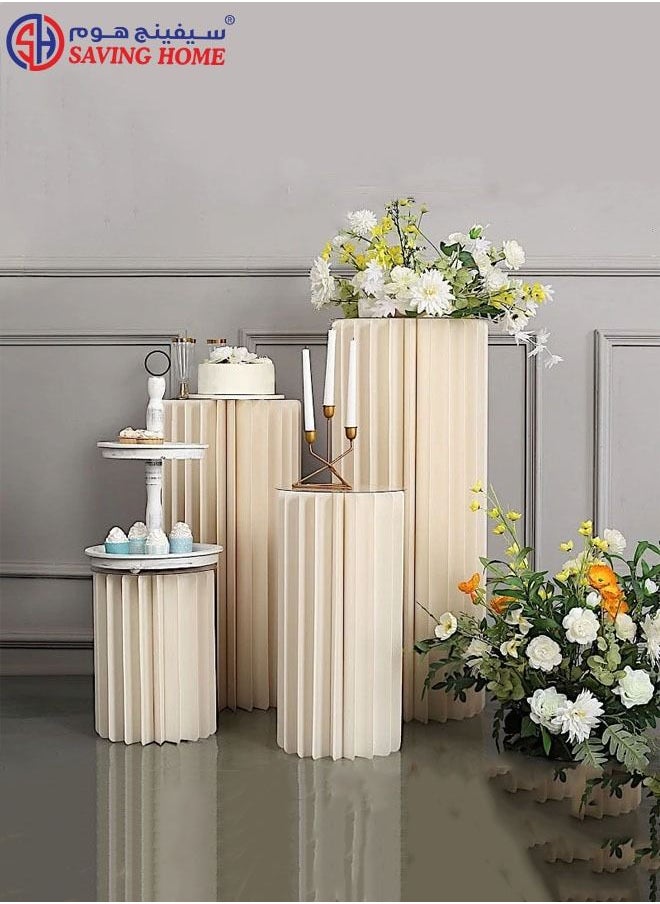 SAVING HOME GENERAL TRDG. LLC - Folding DIY Accordion Pillar Cardboard Display Stand Pedestal Stand - 4Pcs - Image 1