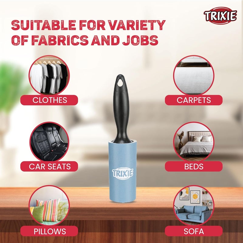 Trixie أسطوانة تريكسى لإزالة شعر الحيوانات بسرعة من الشريط اللاصق طريقة سهلة وفورية للتخلص من شعر الحيوانات الأليفة مناسبة لتنظيف الأقمشة 60 ورقة لكل لفة عبوة من 4 - Image 4