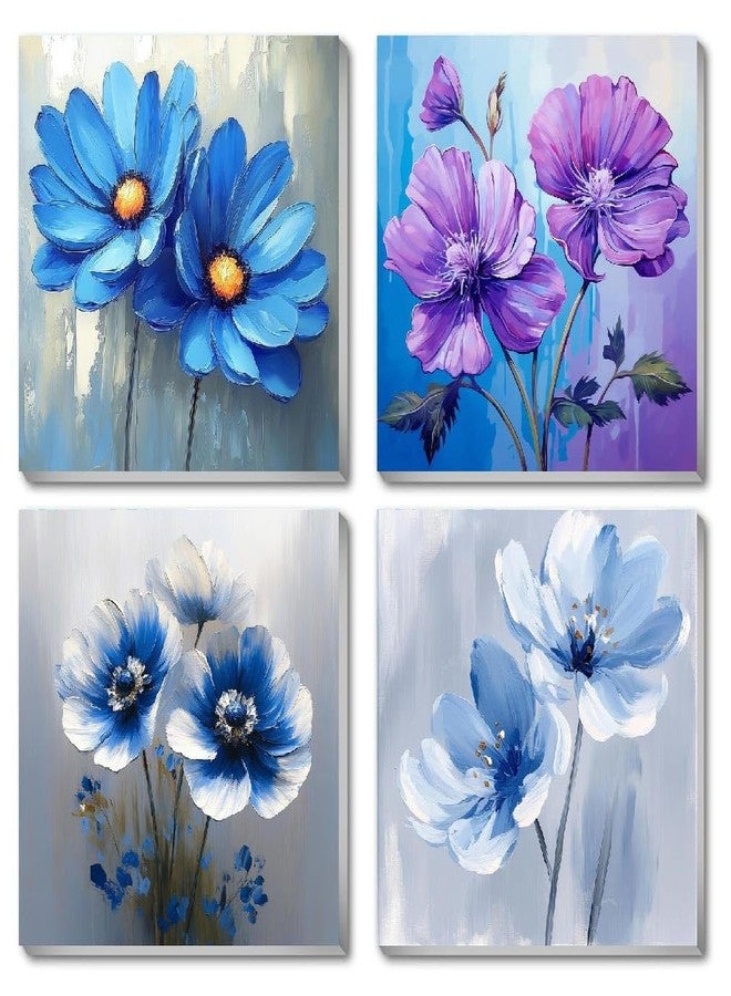 Fotasmua 4 Pack Paint by Numbers Kit for Adults Kids, Easy Framed Adults Paint by Numbers Kits, DIY Simple Flowers Acrylic Oil Painting Number Kits for Home Wall Decor (8 x 8 Inch) - Image 1