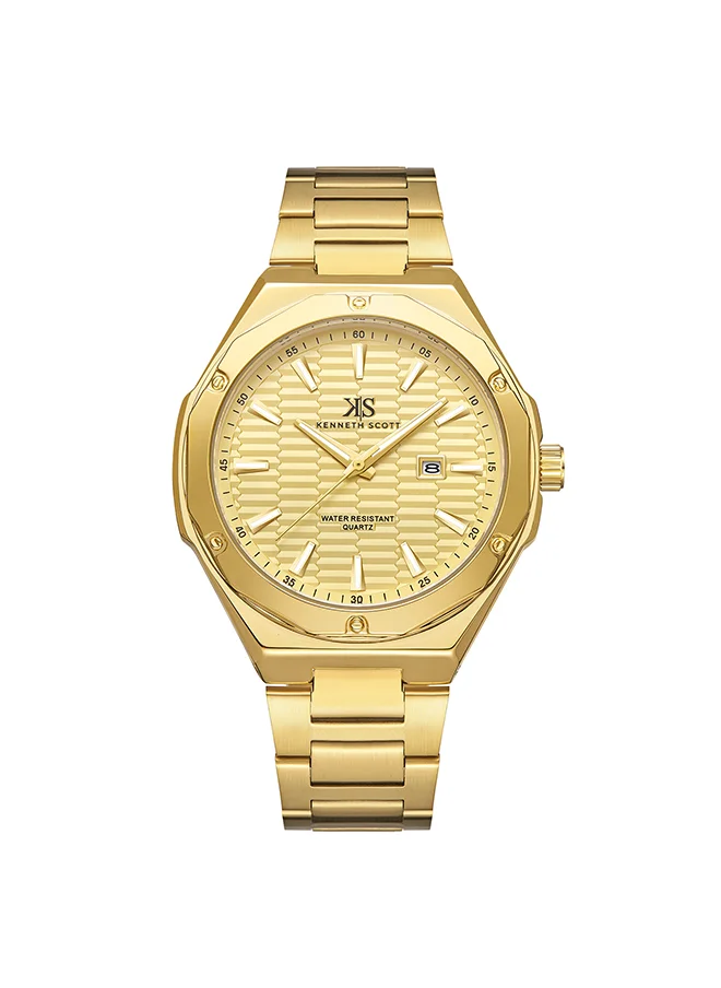 KENNETH SCOTT Kenneth Scott Men's Champagne Dial Analog Watch - K23026-GBGC