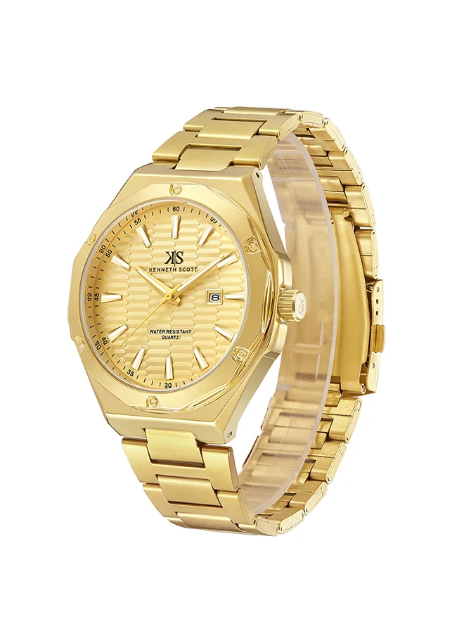 KENNETH SCOTT Kenneth Scott Men's Champagne Dial Analog Watch - K23026-GBGC