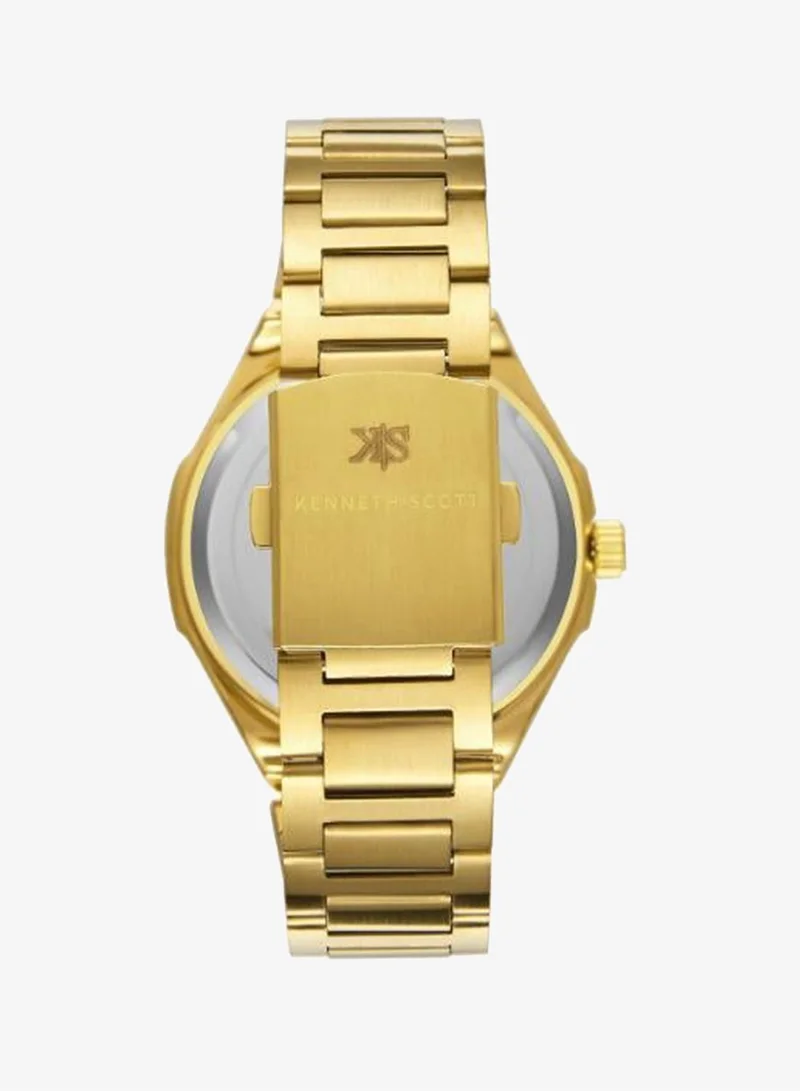 Kenneth Scott Champagne Men's Stainless Steel Analog Watch K23026-GBGC - 46 mm for Men | Best Price UAE