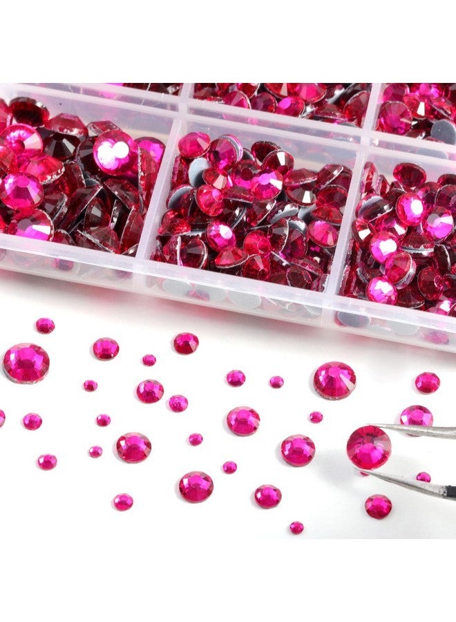BEADSLAND 6736Pcs Hotfix Rhinestones Flatback,Hot Pink Rhinestones For Crafts Clothes Mixed 5 Sizes, Hotfix Crystals With Tweezers And Wax Pencil Kit, Ss6-Ss30, Hot Pink - Image 3