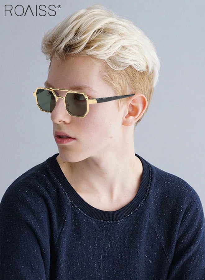 roaiss Men's Octagonal Sunglasses, UV400 Protection, Retro Double Bridge Sun Glasses, Anti-Glare Sun Shades Suitable for Men Cycling, Driving, Fishing, Golfing - Image 2