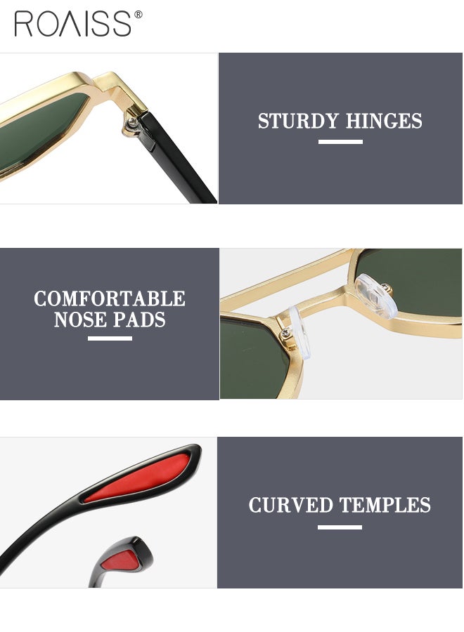 roaiss Men's Octagonal Sunglasses, UV400 Protection, Retro Double Bridge Sun Glasses, Anti-Glare Sun Shades Suitable for Men Cycling, Driving, Fishing, Golfing - Image 4