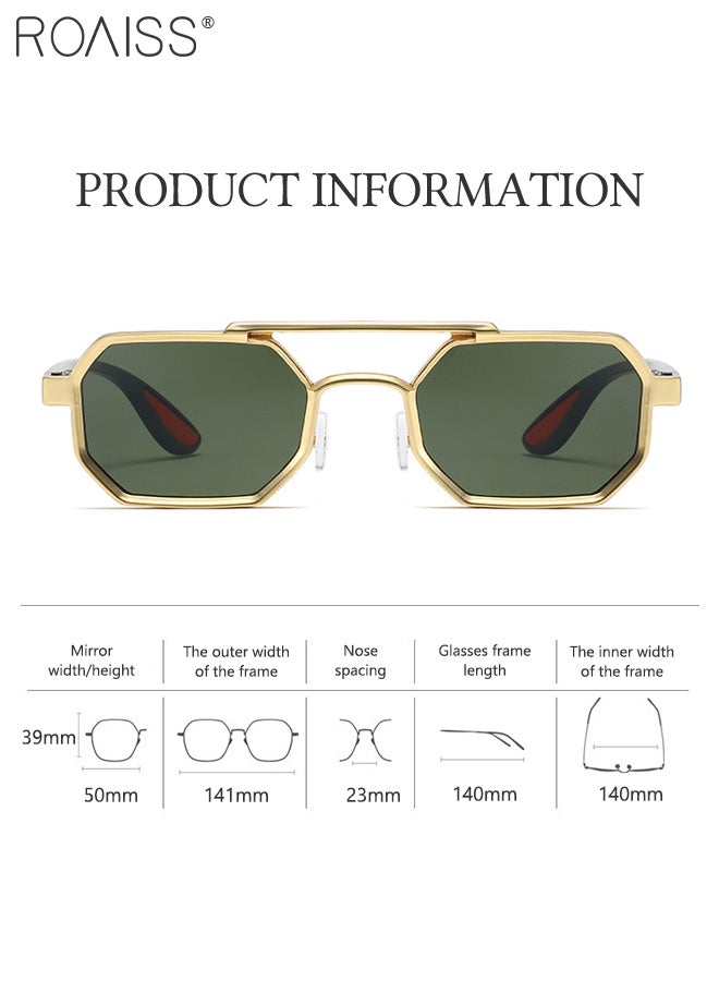 roaiss Men's Octagonal Sunglasses, UV400 Protection, Retro Double Bridge Sun Glasses, Anti-Glare Sun Shades Suitable for Men Cycling, Driving, Fishing, Golfing - Image 3