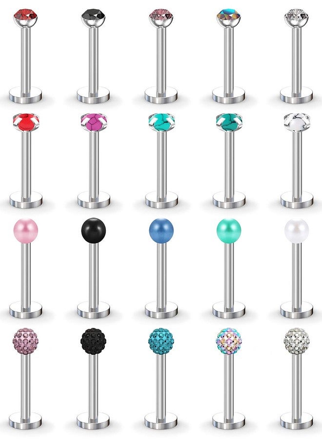 SCERRING 16G Lip Rings Stainless Steel Labret Monroe Lip Ring Tragus Nail Helix Earring Stud Piercing Jewelry Bar Length 8mm 20PCS - Image 1
