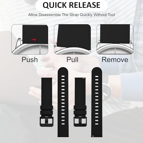 HUMBLE Soft Silicone 19mm with Black Metal Buckle Strap for Smartwatch Compatible with Noise Colorfit Pro 2/Oxy/Pulse/Beat, Boat Storm Smart Watch & Watches with 19mm Lugs-Black - Image 2