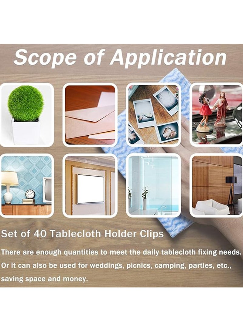 40 Pack Clear Table Skirt Self-adhesive Clips,Strong Tablecloth Clamps, Perfect for Securing Table Covers at Weddings, Banquets, Parties, Picnics & Outdoor Events, Multipurpose Table Edge Fastener  - Image 4