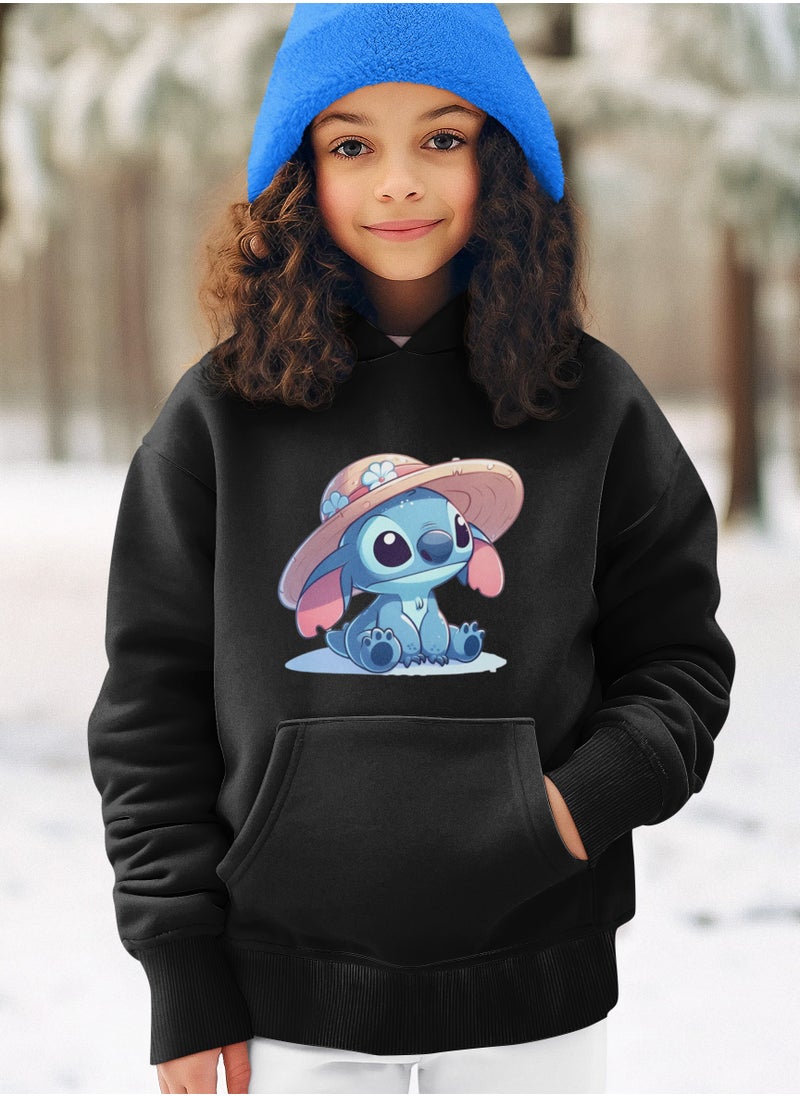 ZOOM 'Stitch Character wearing' Hat Black Hoodie 