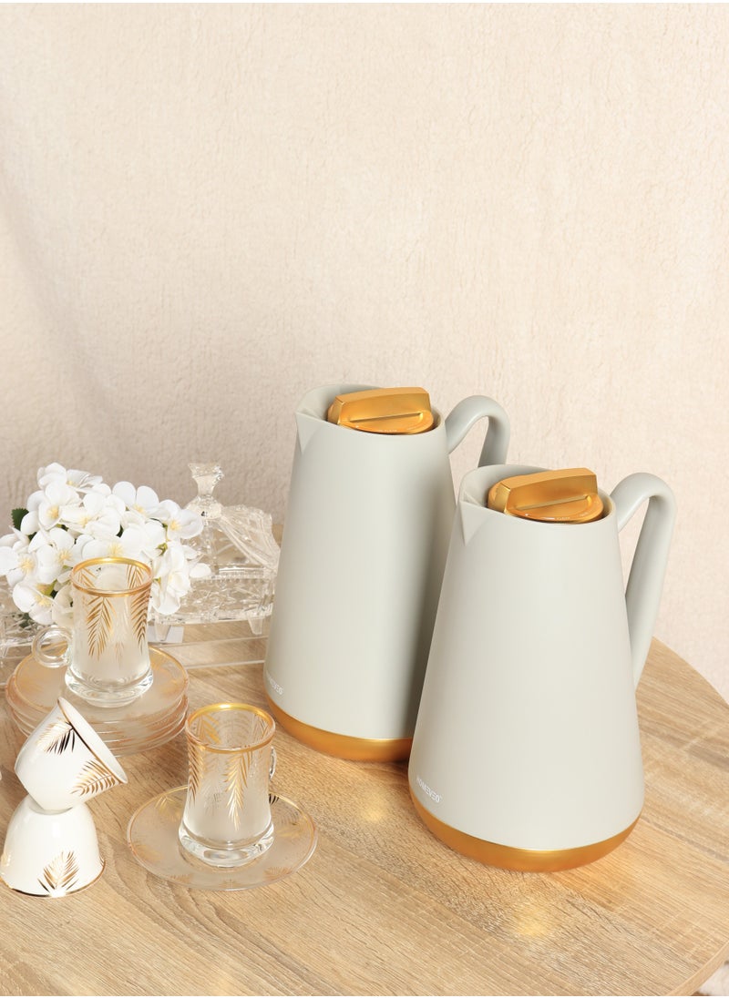 HOMEVEO Home View Luxury Tea and Coffee Thermos Set, 1L Capacity - Elegant design with golden touches, golden base and golden lid - High-quality thermal insulation that retains heat for long periods 