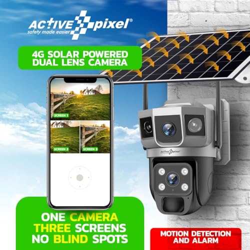 Active Pixel 4G Dual Camera 4mp+4mp Lens Solar Powered | 4G SIM | IP66 Waterproof | 2-Way Audio | Outdoor Surveillance for Agriculture,Construction Site,Farm,Garden etc (Solar 4G Dual Cam) - Image 2