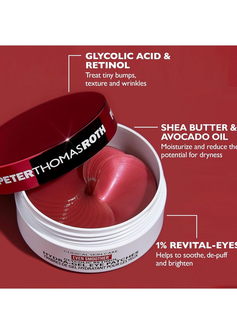 PETER THOMAS ROTH - Peter Thomas Roth | Even Smoother™ Glycolic Retinol Hydra-Gel Eye Patches, Under-Eye Patches With Glycolic Acid and Retinol, Treats Tiny Bumps, Texture, Fine Lines and Wrinkles Under the Eye Area - Image 1