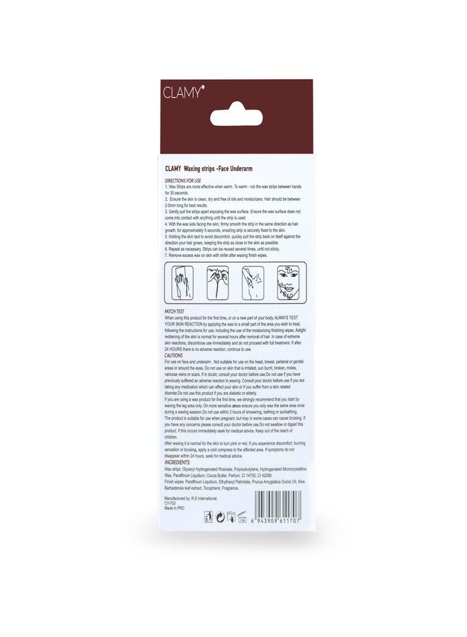 CLAMY Face & UnderArms Waxing Strips with Chocolate Extracts Instant Removal Silky Smoothness Upto 4 Weeks (20 Strips + 2 Finish Wipes) Choco - Image 4