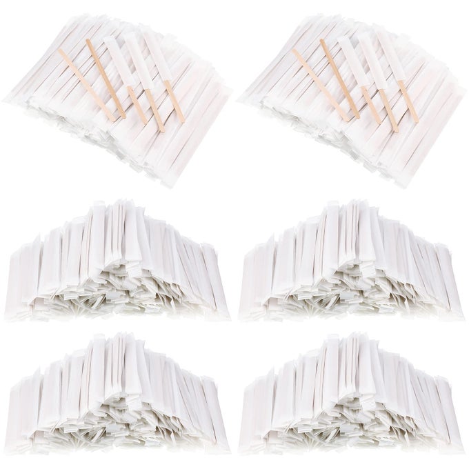 2000 PCS INDIVIDUALLY WRAPPED WOODEN COFFEE STIRRERS DISPOSABLE COFFEE STIR STICKS ROUND END STICKS BULK WOOD STIRRERS FOR COCKTAIL HOT DRINKS RESTAURANT BAR HOME OFFICE 55 INCH