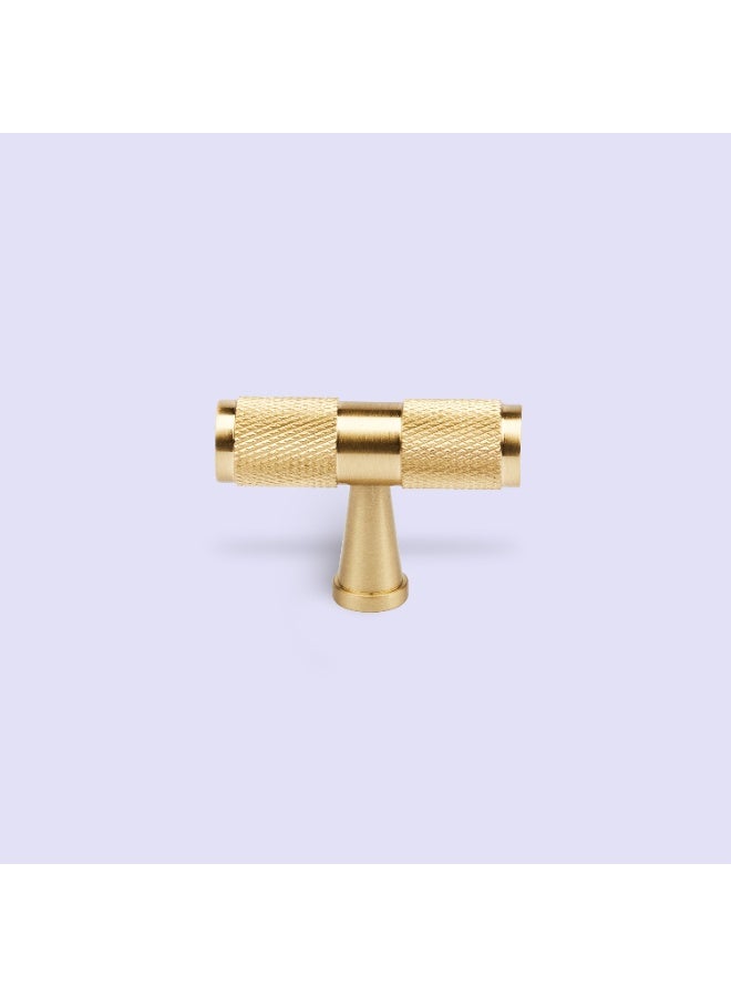 CINCINNO مقبض سحب T-Knob من Cincinno Celestis من النحاس الأصفر الصلب مع نمط خشن 15x50mm مع ضمان لون لمدة 2 سنة - أنيق ودائم للأدراج، خزائن المطبخ والأثاث (نحاس مصقول طبيعي) - Image 1
