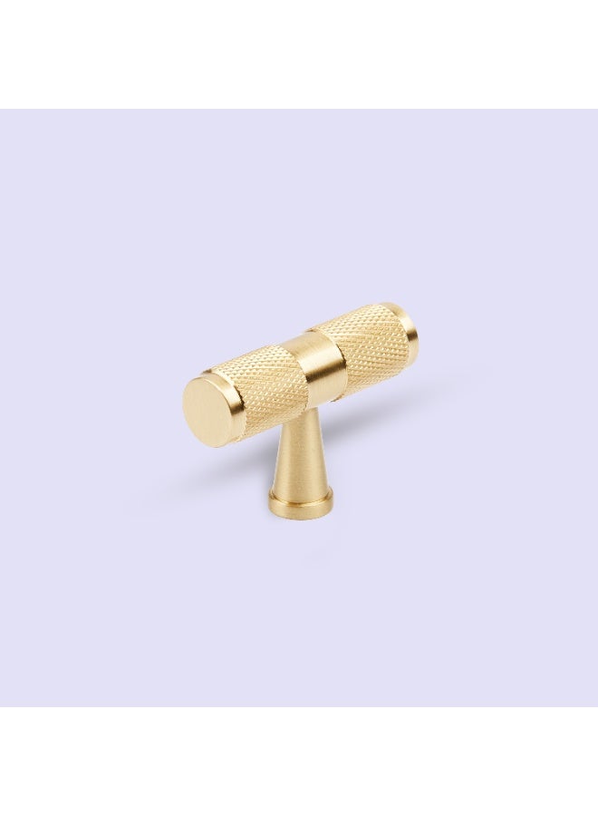 CINCINNO مقبض سحب T-Knob من Cincinno Celestis من النحاس الأصفر الصلب مع نمط خشن 15x50mm مع ضمان لون لمدة 2 سنة - أنيق ودائم للأدراج، خزائن المطبخ والأثاث (نحاس مصقول طبيعي) - Image 2