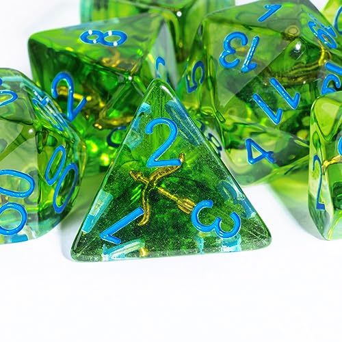 UDIXI 7PCS DD Polyhedral Dice Set Green DND Dice Set Filled with Bow for Role Playing Games as RPG Tabletop Games Ranger - Image 5