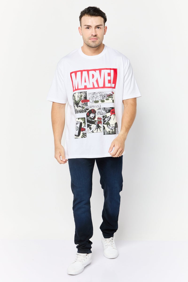 MARVEL Men Crew Neck Short  Sleeves Graphic Print T-Shirt, White - Image 3