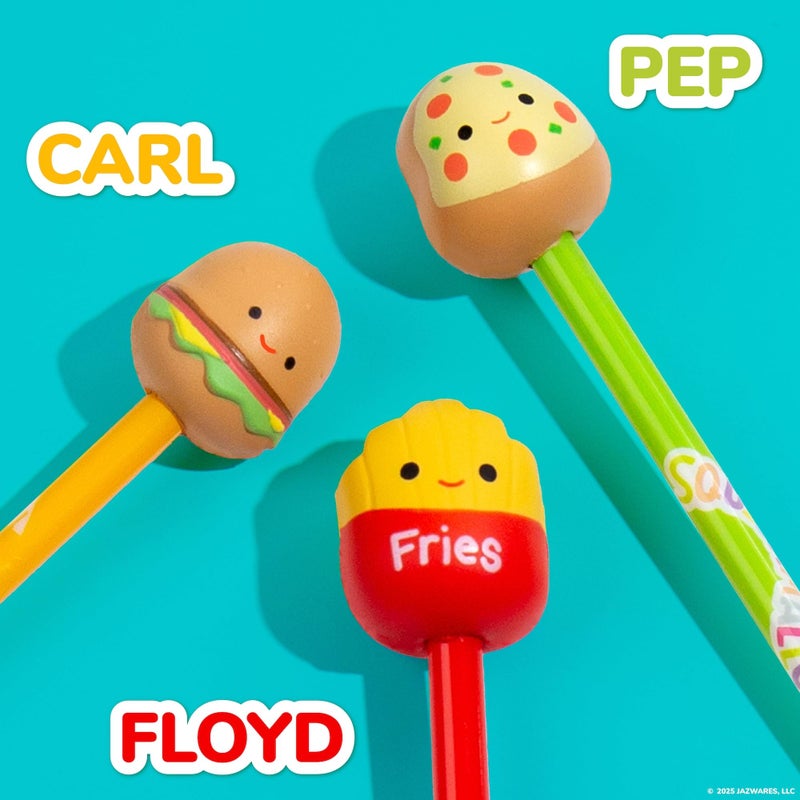 Squishmallows Original Squishy Pens  3 Pack  Cute School Supplies  Journaling  Carl the Cheeseburger  Pep the Pizza  Floyd the French Fry - Image 4