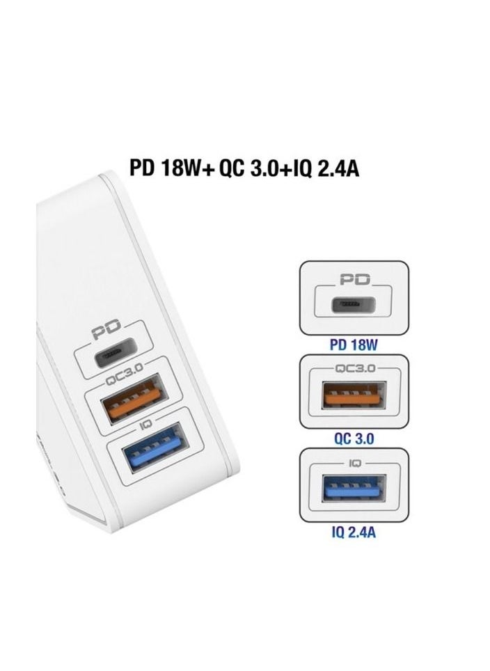 Aspor A838 Travel Charger 30W EU Quick Charger 3.0 Type-C - White  - Image 1