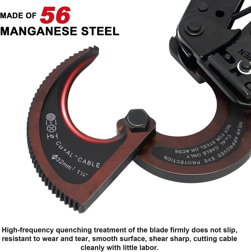 Sanuke Cable Cutters - Ratcheting Cable Cutters Heavy Duty for Electricians - Cutting Aluminum Copper Soft Wire up to 600MCM / 240mm² - Image 2