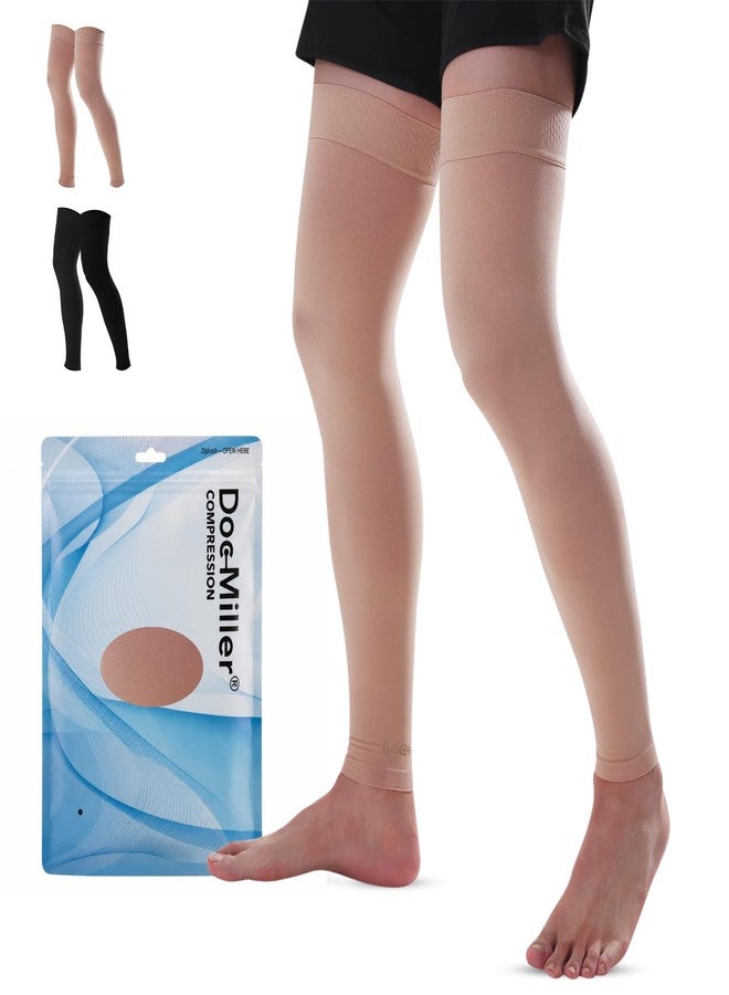 Doc Miller Thigh High Compression Socks 20-30 mmHg, Footless Compression Stockings for Women & Men, Over Knee Support Hose for Swelling, Tired Legs, Varicose Veins, Travel, Work & Pregnancy, 1 Pair - Image 1