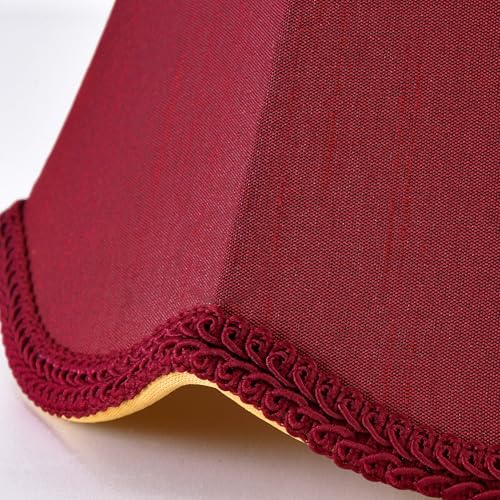 GO&SO GOSO 8" Scalloped Lamp Shades Set of 2 Small Mini, 4"×8" ×6.4" Spider Burgudy Red Victorian Lampshade for Table Lamps,Wall Lamp Bell Lamp Shade Repalcement, Faux Silk Lampshades Art Deco & Modern - Image 4