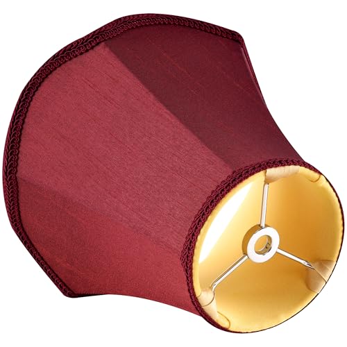 GO&SO GOSO 8" Scalloped Lamp Shades Set of 2 Small Mini, 4"×8" ×6.4" Spider Burgudy Red Victorian Lampshade for Table Lamps,Wall Lamp Bell Lamp Shade Repalcement, Faux Silk Lampshades Art Deco & Modern - Image 3