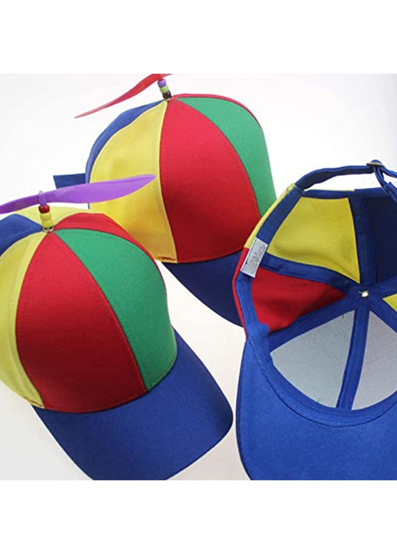 SOLARAE Helicopter Hat Detachable Dragonfly Sports Cotton Baseball Outdoor Propeller Beanie Rainbow Top Brightly Color for 3 to 8 Years Old Kids - Image 4