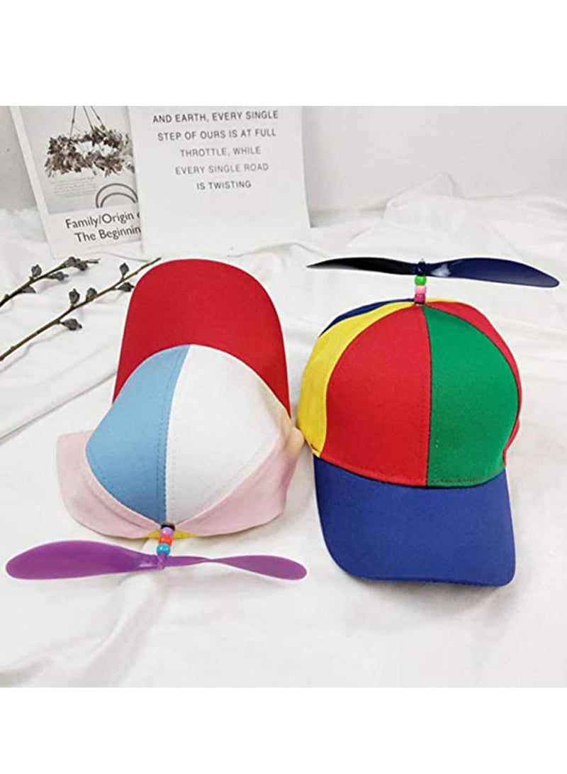 SOLARAE Helicopter Hat Detachable Dragonfly Sports Cotton Baseball Outdoor Propeller Beanie Rainbow Top Brightly Color for 3 to 8 Years Old Kids - Image 3