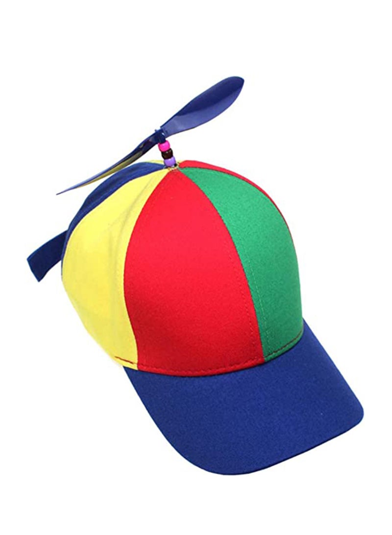 SOLARAE Helicopter Hat Detachable Dragonfly Sports Cotton Baseball Outdoor Propeller Beanie Rainbow Top Brightly Color for 3 to 8 Years Old Kids - Image 1