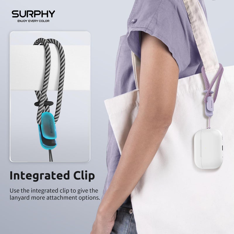 SURPHY 3 Pack Phone Wrist Strap with CellPhone Tether Tab, Cellphone Lanyard, Anti Theft Phone Strap with 2-Color Braided, Wrist Lanyard for Women and Men, Black & Lilac & Gray - Image 4