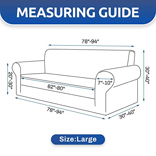 KEKUOU Stretch Sofa Cover Slipcover ，Couch Covers for 3 Cushion Couch Sofa pet Friendly (78"-94") Furniture Protector Sofa with Elastic Bottom for Kids,Dog, Jacquard Small Checked(Large,Riverside) - Image 4