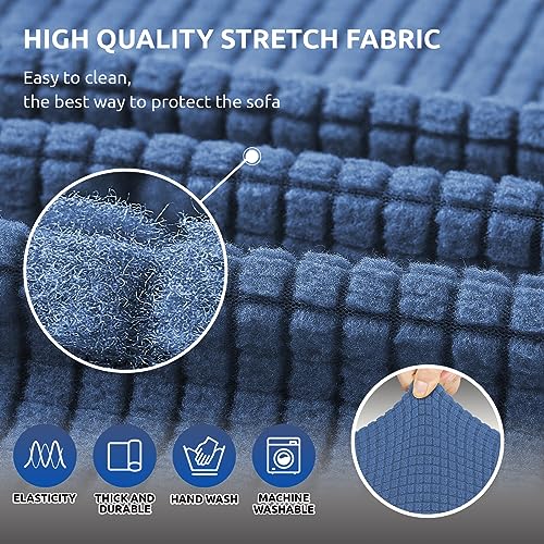 KEKUOU Stretch Sofa Cover Slipcover ，Couch Covers for 3 Cushion Couch Sofa pet Friendly (78"-94") Furniture Protector Sofa with Elastic Bottom for Kids,Dog, Jacquard Small Checked(Large,Riverside) - Image 5
