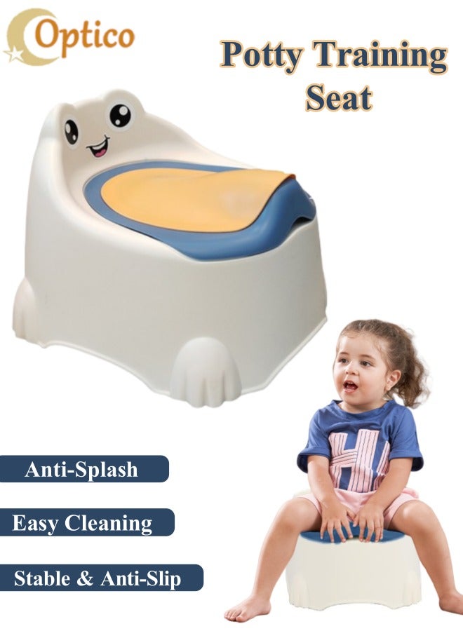 Optico Baby Potty Training Seat, Non-Slip Potty Training Toilet Potty Training System Kids Potty Chair Toddler Potty Trainer, Easy to Clean, with Splash Guard & 10cm Deep Sink for Toddlers Kids Boys Girls (Blue) - Image 1