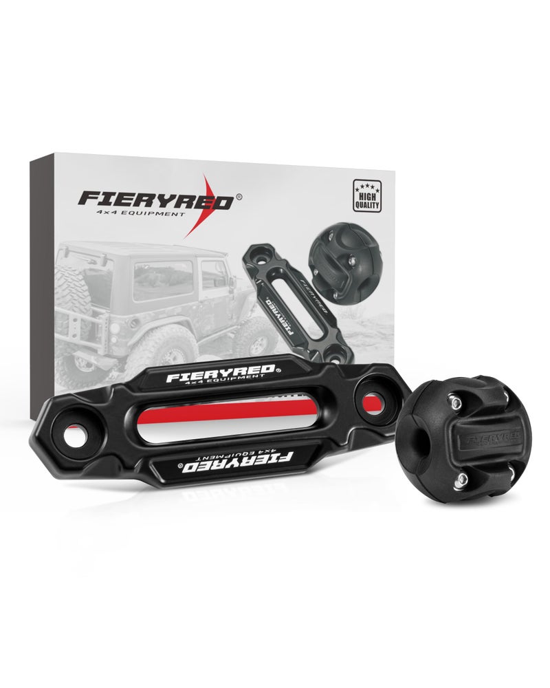 FIERYRED Winch Hawse Fairlead with Winch Cable Hook Stopper Kit478 Inch Bolt Pattern Aluminum Fairlead for Synthetic RopeSuitable for 35004500LBS ATVUTV Winch