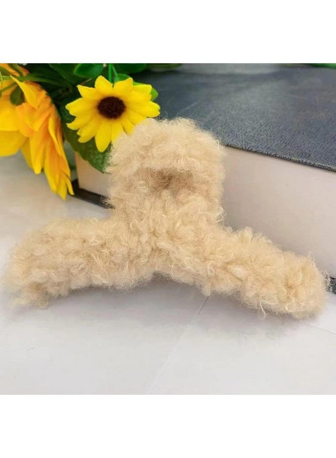 DN Creation Set of 6 Cute Soft Faux Rabbit Fleece Fur Curve, Non Slip Large Barrettes Large Fuzzy Hair Clips Claw/Clutcher,Hair Styling Accessories For Women & Girls - Random Color - Image 3