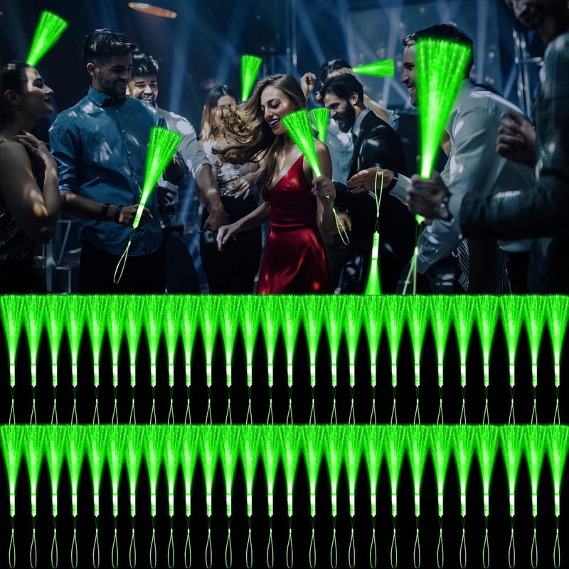YOFOBU 60 PCS Green Fiber Optic Wands Glow Fiber Wands Bulk LED Light Up Wands with 3 Flashing Modes LED Flashing Sticks for Christmas New Year St Patricks Day Easter Wedding Bridal Shower Carnival - Image 3