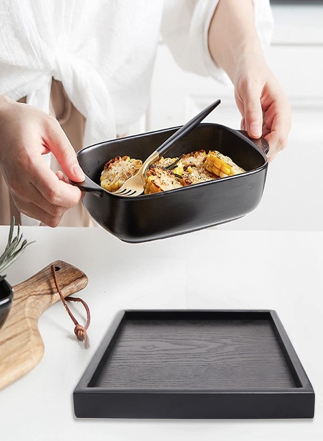 River-CJ Solid Wood Serving Tray, Square Non-Slip Tea Coffee Snack Plate, Serving Tray with Raised Edges, for Home Kitchen Restaurant - Image 5