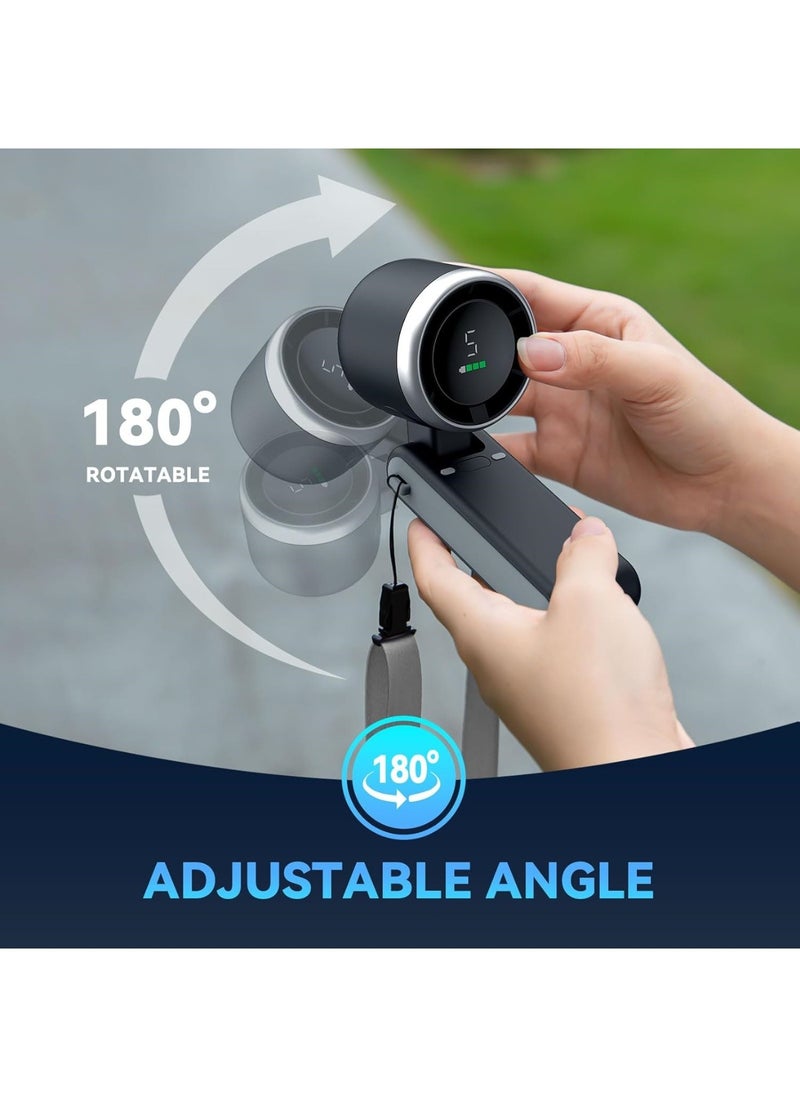 Aookay Portable Handheld Turbo Fan: 5000mAh Battery 5 Gear Wind Personal Fans Hand Fan Portable Rechargeable - 12 Hours Pocket Fan 3 in 1 Hand Held Fan - Portable Fan for Travel Outdoor Indoor (Black)  - Image 3