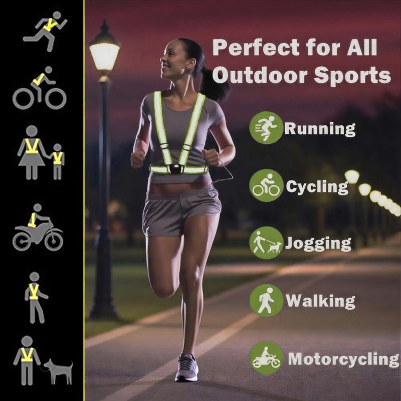YUNLOVXEE Reflective Strap Safety Vest Gear - 2-10 Pack Adjustable High Visible Reflective Running Gear for Women Men Night (Green+Orange) - Image 3
